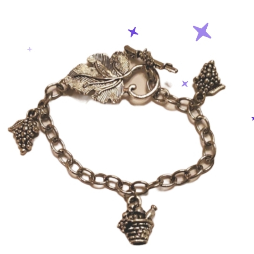 Fashion Italian grape wine themed bracelet ,toggle hook leaf,vine new
